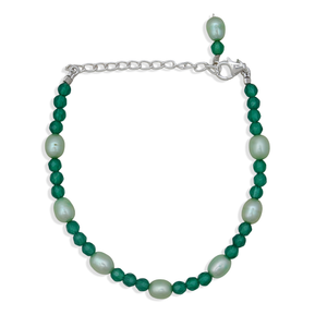 Green Onyx & Pearl Beads Bracelet