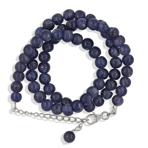 Blue Iolite 7mm Round Beads Silver Necklace