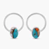 Rainbow Moonstone Silver Studs Earrings