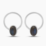 Rainbow Moonstone Silver Studs Earrings