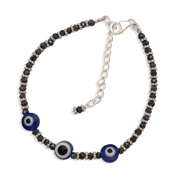 Natural Gun Metal & Evil Eye Beads Bracelet