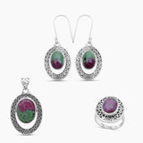 Ruby Zoisite Silver Pendant Set