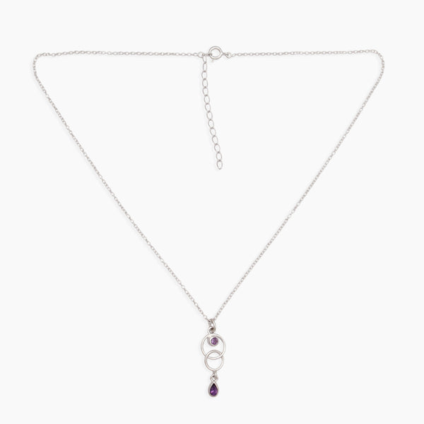 Natural Amethyst Silver Necklace