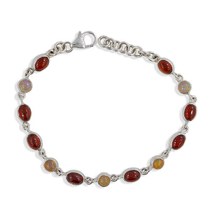 Ethiopian Opal & Hessonite Silver Bracelets