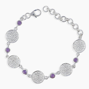 925 Silver Amethyst Filigree Designer Bracelet