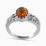 925 Sterling Silver Amber Rings