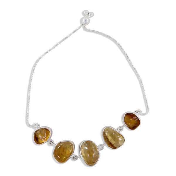 925 Sterling Silver Citrine Chain Bracelet