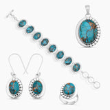Blue Copper Turquoise Silver Pendant Sets