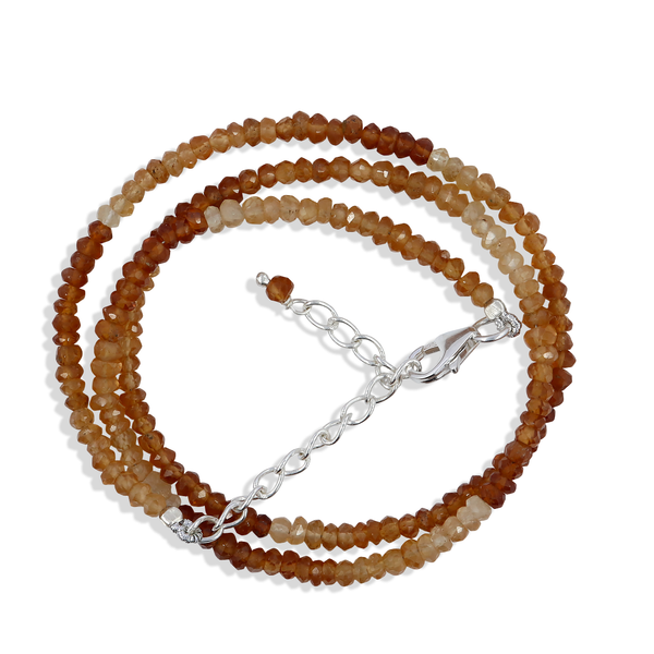 Hessonite Garnet Sterling Silver Beads Necklace