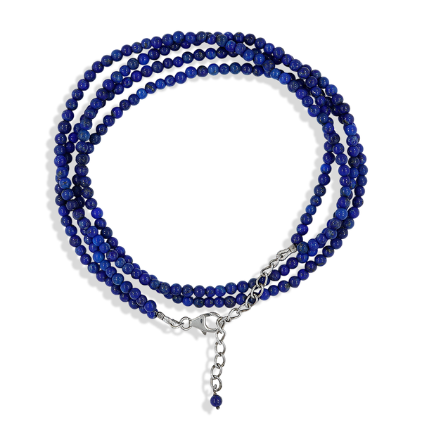 Lapis Lazuli Gemstone Beads 925 Silver Necklace