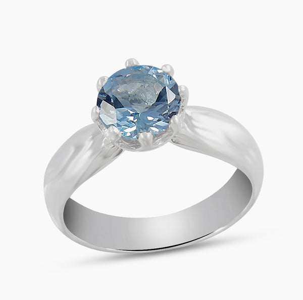 Natural Blue Topaz Silver Rings