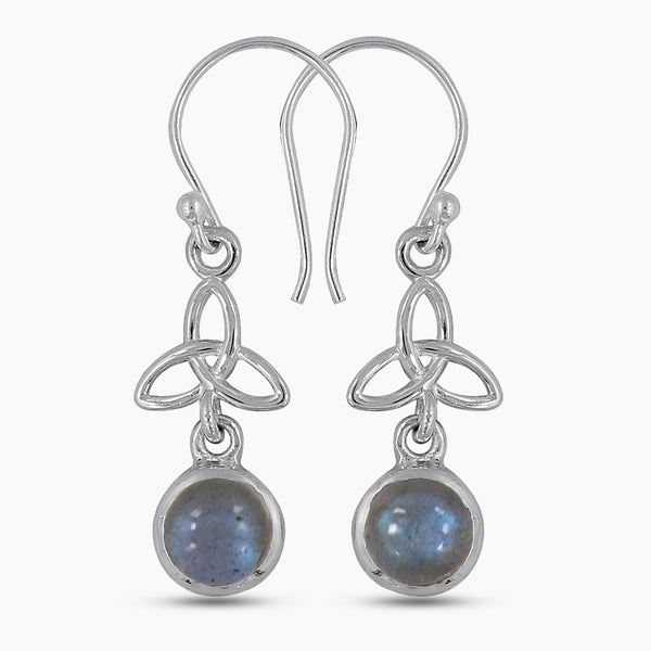 Natural Rainbow Moonstone Silver Earrings