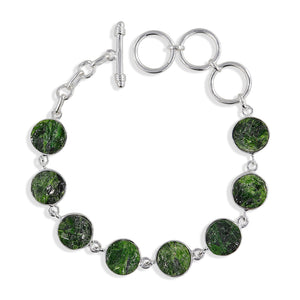Raw Chrome Diopside Silver Bracelet