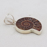 925 Sterling Silver Ammonite Fossil Handmade Pendant