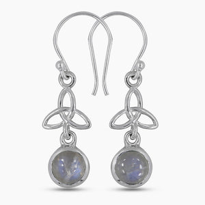 Natural Rainbow Moonstone Silver Earrings