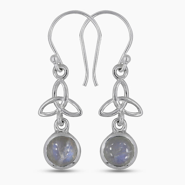 Natural Rainbow Moonstone Silver Earrings