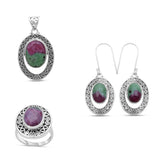 Ruby Zoisite Silver Pendant Set