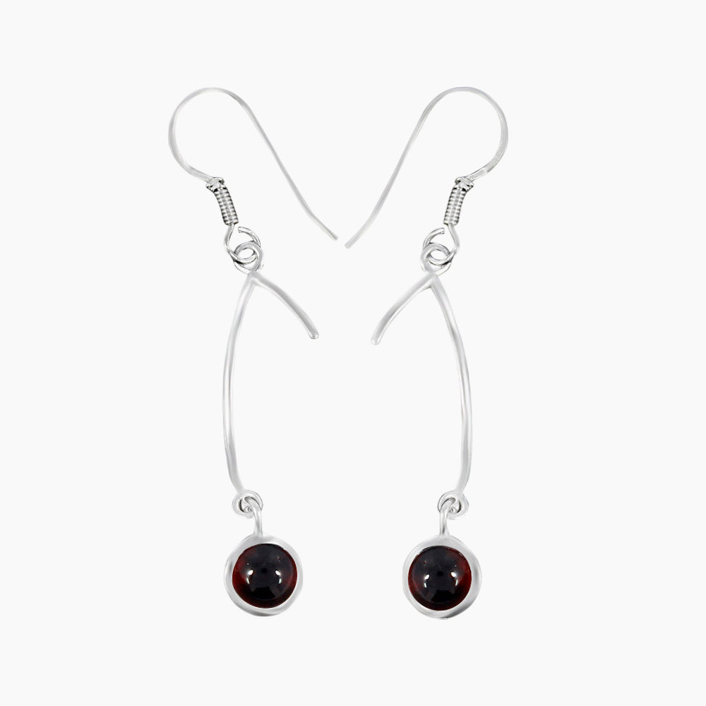 Hessonite Silver Earrings