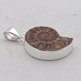 925 Sterling Silver Ammonite Fossil Pendant