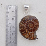 925 Sterling Silver Ammonite Fossil Pendant