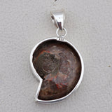 925 Sterling Silver Ammonite Fossil Pendant