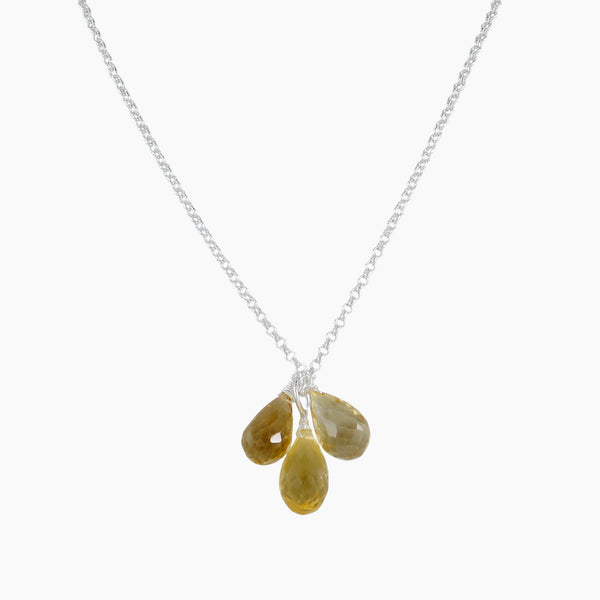 Bunch Of Citrine Gemstone Sterling Silver Necklace