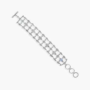 Rainbow Moonstone Three Layers Silver Bracelet