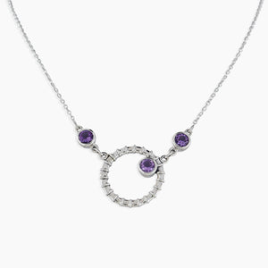 Natural Amethyst Gemstone Sterling Silver Chain Necklace Jewelry