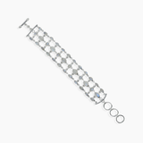 Rainbow Moonstone Three Layers Silver Bracelet