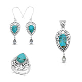 Boulder Turquoise Silver Pendant Set