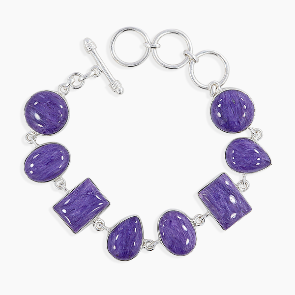 Charoite Gemstone Silver Bracelets