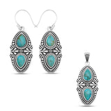 Boulder Turquoise Silver Pendant Set