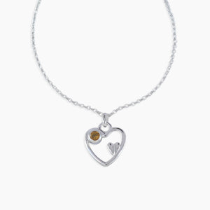 925 Silver Citrine Cut Heart Shape Necklace