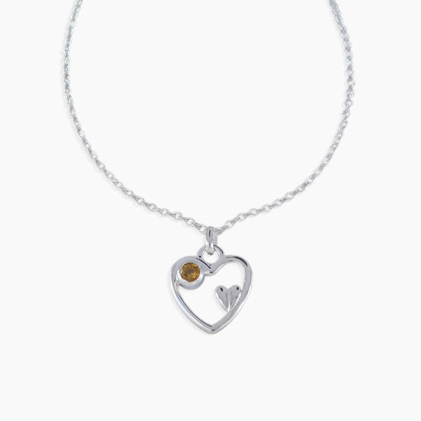 925 Silver Citrine Cut Heart Shape Necklace