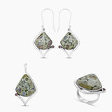 Rainforest jasper Silver Pendant Sets