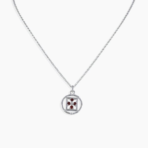 Round Cut Natural Garnet Sterling Silver Chain Necklace Jewelry