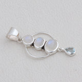 Natural Rainbow Moonstone 925 Sterling Silver Pendant