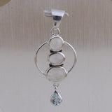 Natural Rainbow Moonstone 925 Sterling Silver Pendant