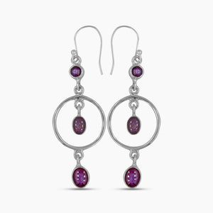 Star Ruby Silver Earrings