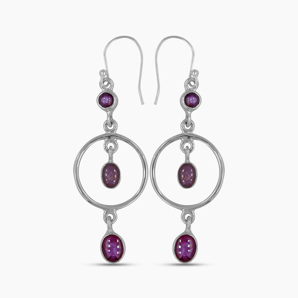 Star Ruby Silver Earrings