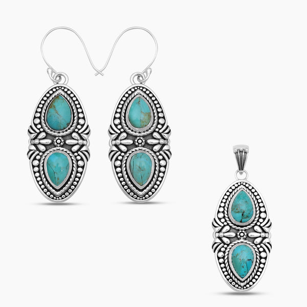 Boulder Turquoise Silver Pendant Sets