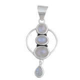 Natural Rainbow Moonstone 925 Sterling Silver Pendant