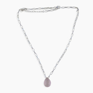 Rose Quartz Briliant Gemstone Necklace, 925 Solid Silver Necklace