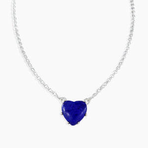 Lapis Lazuli Heart Shape Necklace, 925 Sterling Silver Handmade