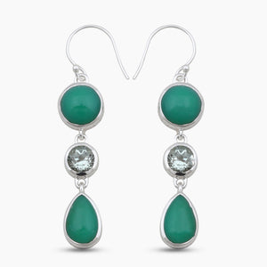 Chrysoprase Silver Earrings