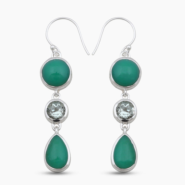 Chrysoprase Silver Earrings