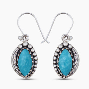 Natural Mexican Turquoise Silver Earrings