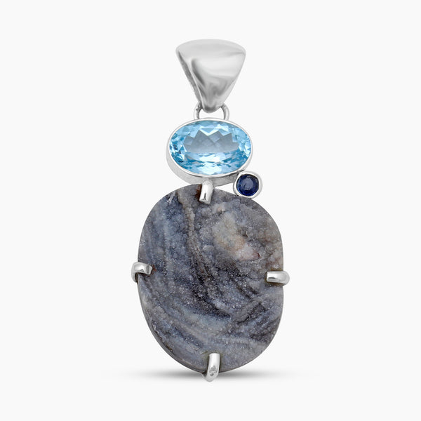 Chalcedony Druzy Silver Pendants