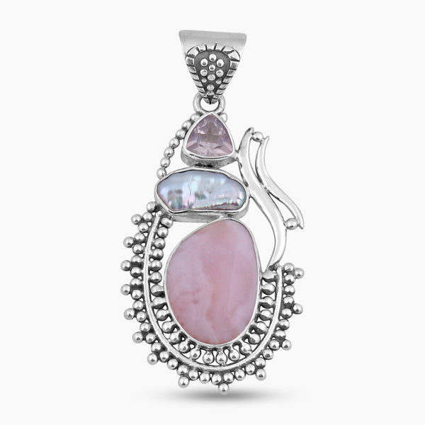 Pink Opal Silver Pendant Sets