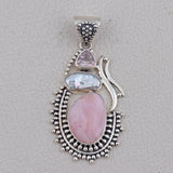 Pink Opal Silver Pendant Sets